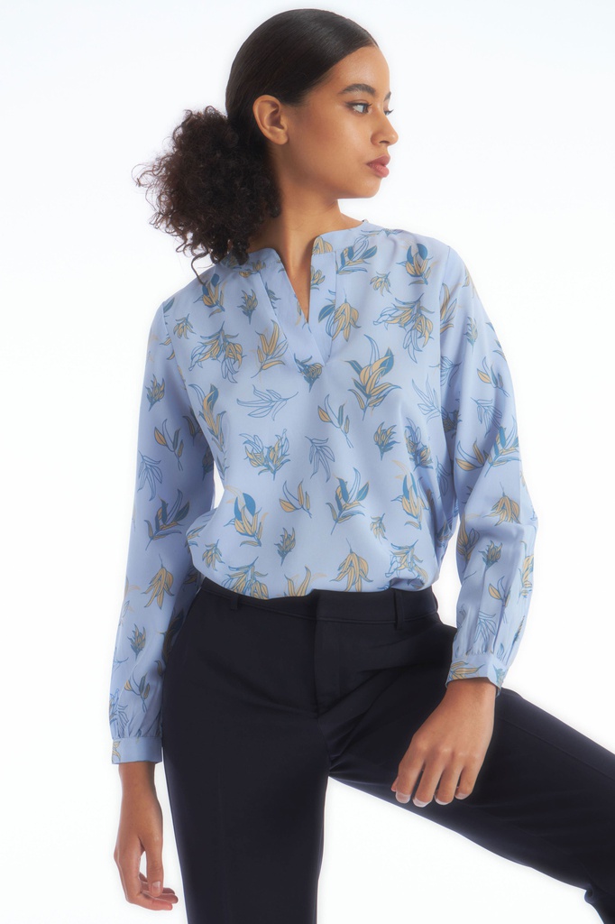 L141GBL5 BLUSA CUELLO MAO CON ESTAMPA FLORAL