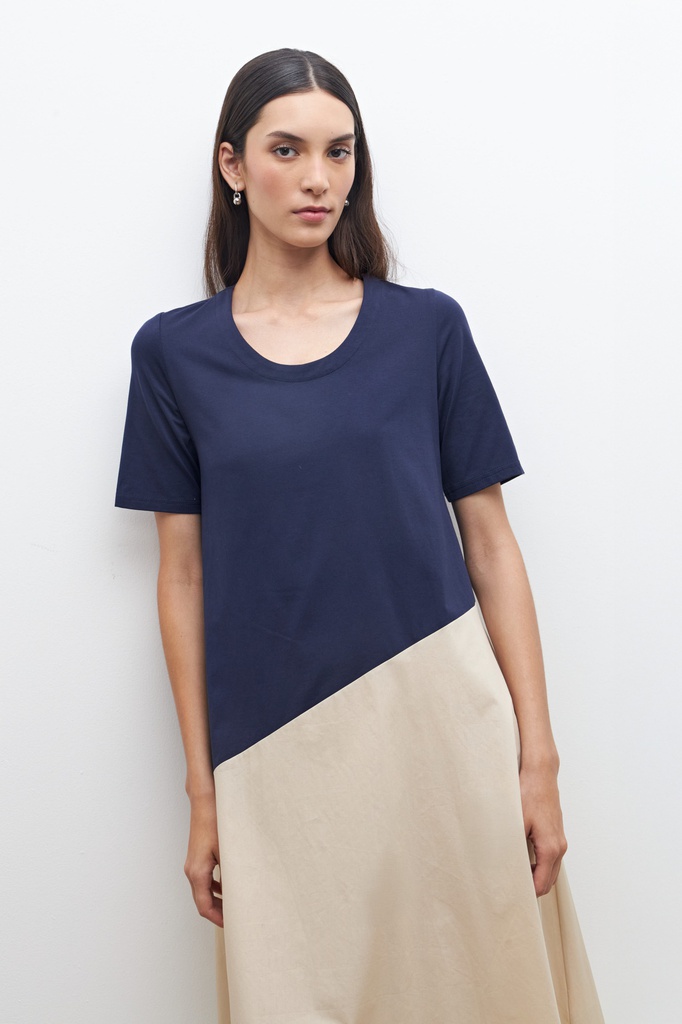 L159GDX2 VESTIDO COLOR BLOCK MANGA CORTA