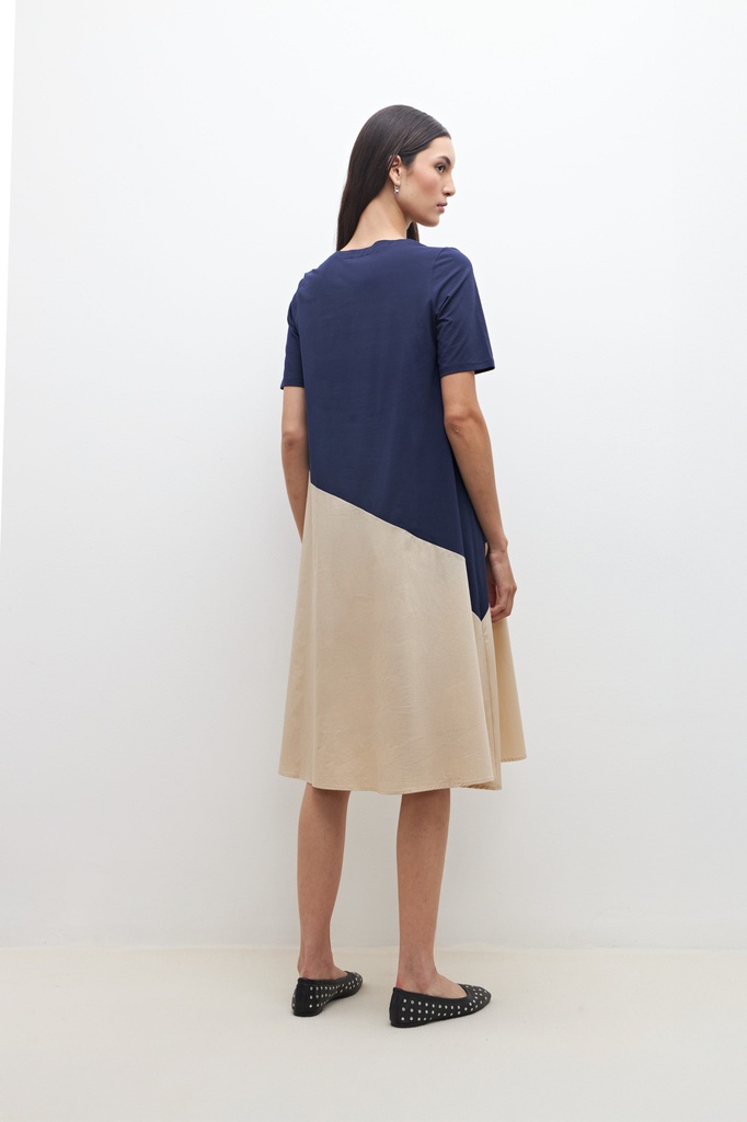 L159GDX2 VESTIDO COLOR BLOCK MANGA CORTA