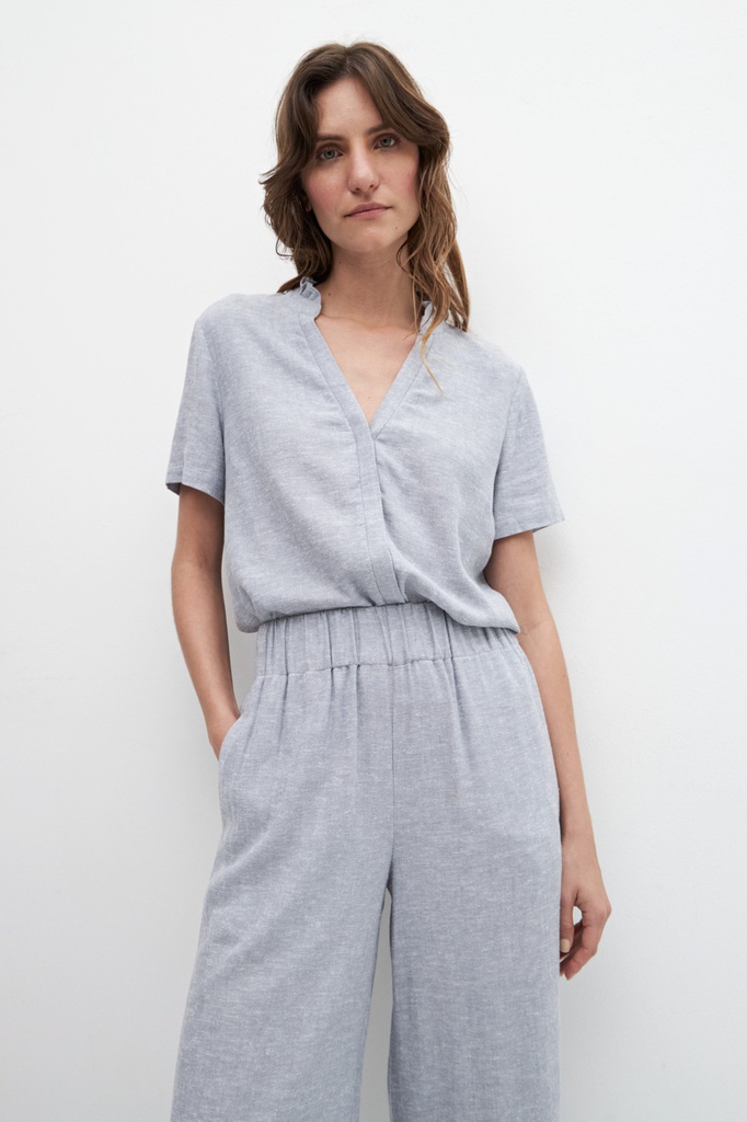 L158GPP3 PANTALON WIDE LEG DE LINO