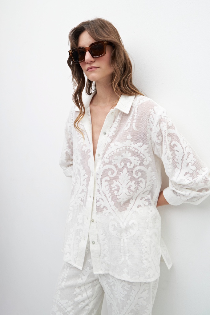 L158GBL2 CAMISA REJILLA FLORAL