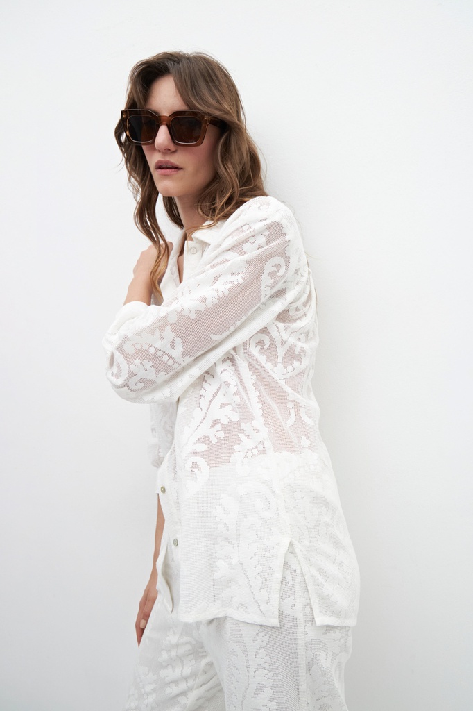 L158GBL2 CAMISA REJILLA FLORAL