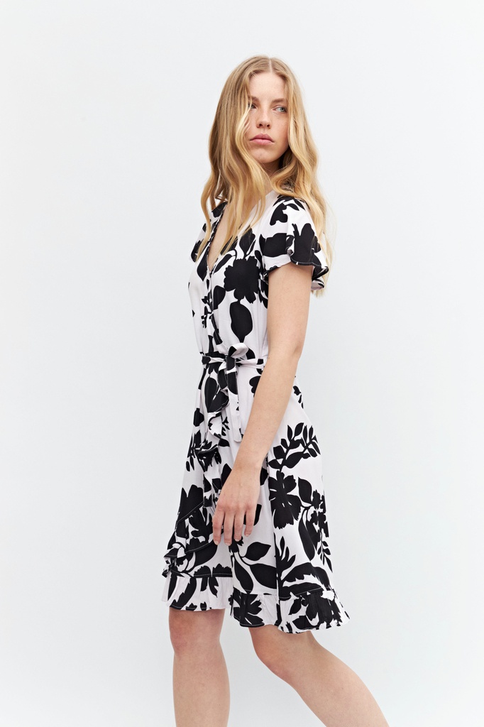L158GDM3 VESTIDO ESTAMPADO CRUZADO CON VOLADOS