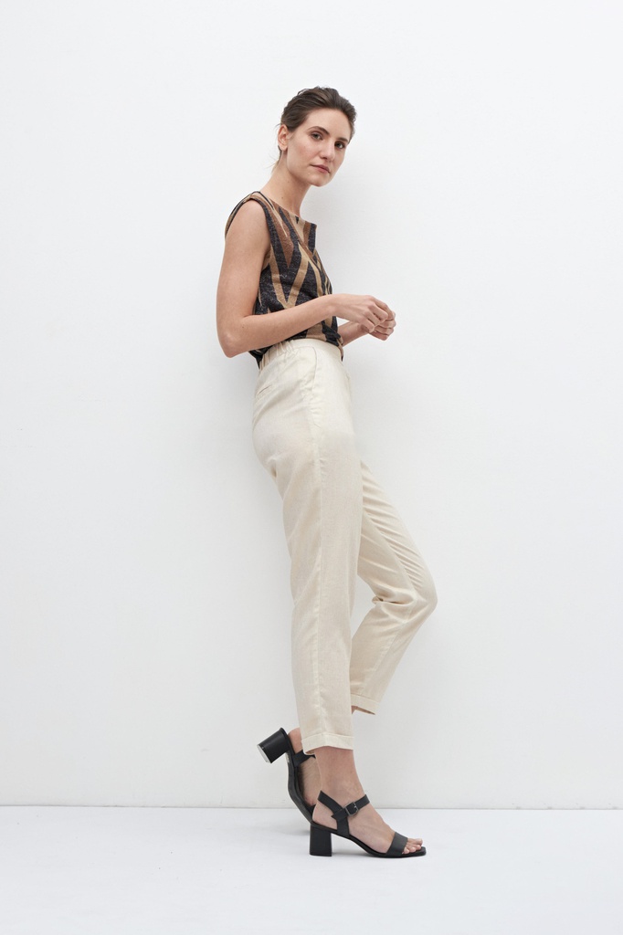 L158GPS3 PANTALON DE LINO METALIZADO