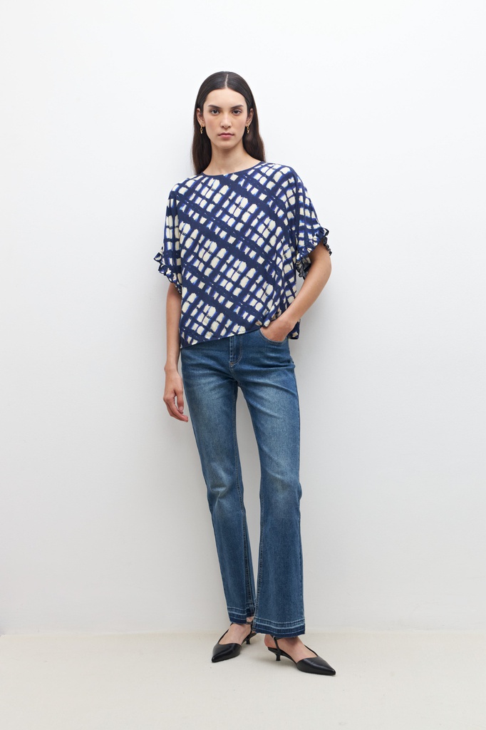 L159GBH1 BLUSA ESTAMPADA CON VOLADOS