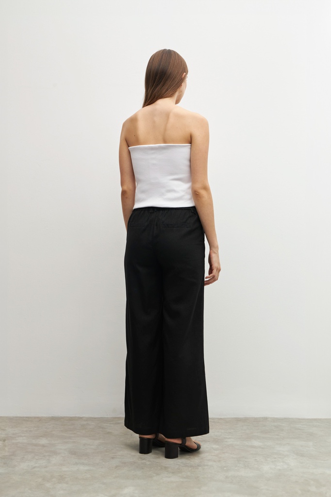L158GPP2 PANTALON ANCHO DE LINO CON TAJO