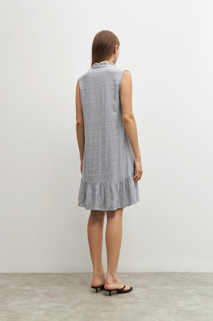 L158GDS4 VESTIDO DE LINO CON VOLADO