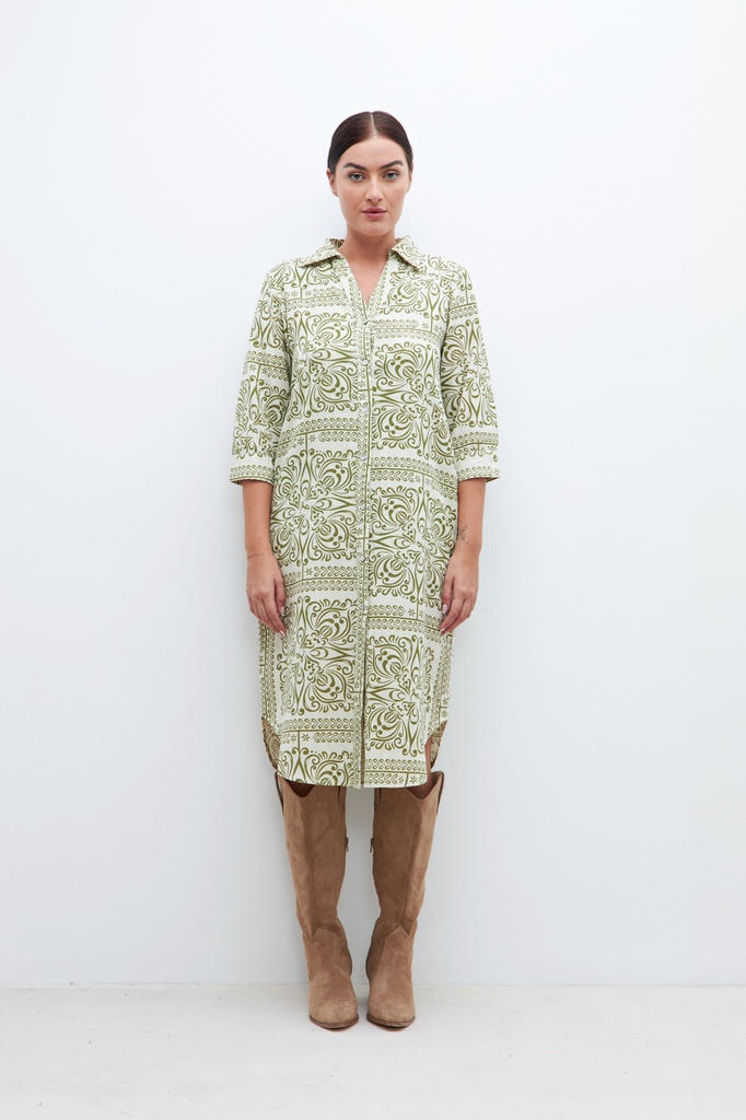 L160GDM4 VESTIDO CAMISERO ESTAMPA BICOLOR