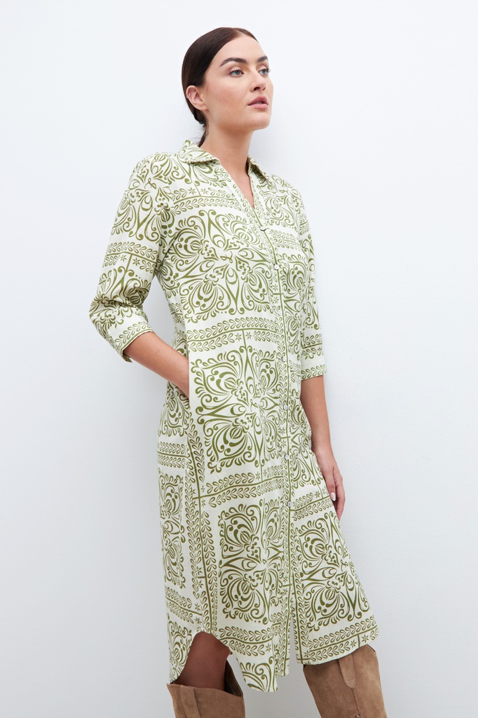 L160GDM4 VESTIDO CAMISERO ESTAMPA BICOLOR