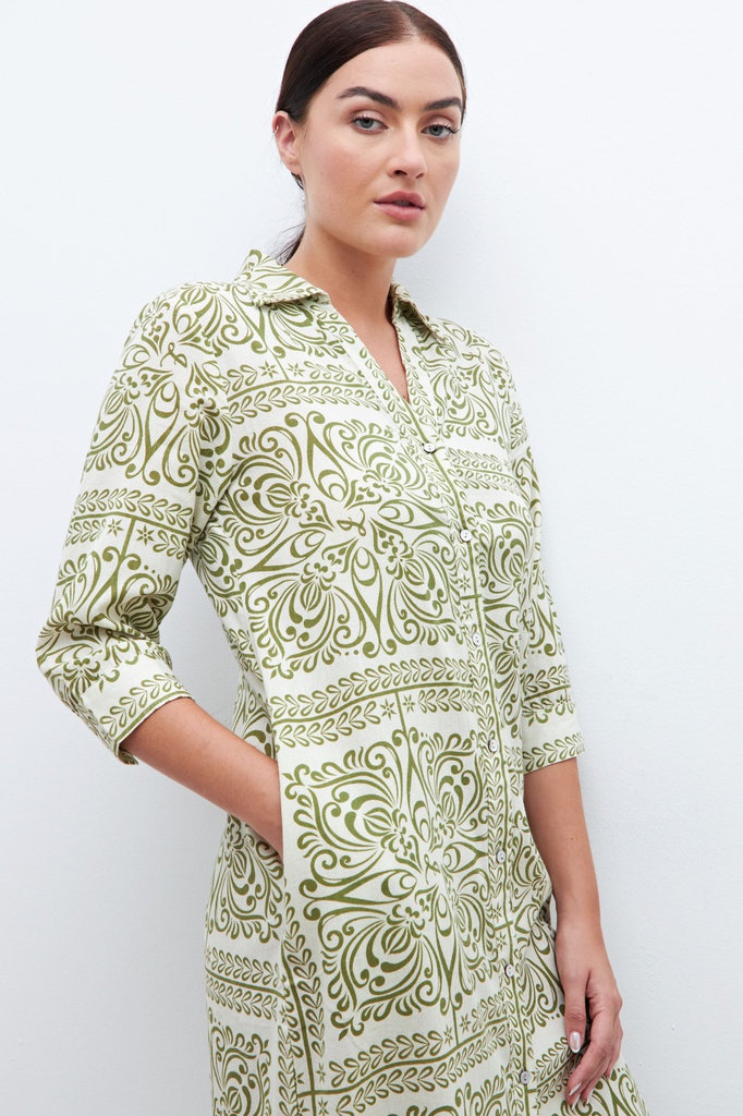 L160GDM4 VESTIDO CAMISERO ESTAMPA BICOLOR