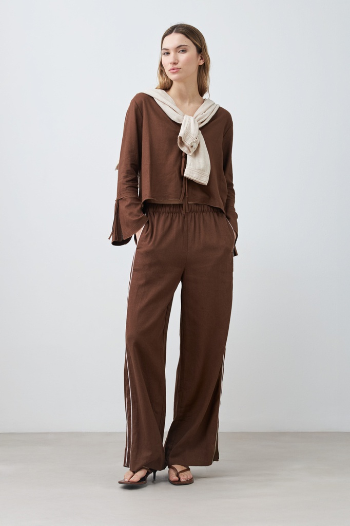 L167GPP7 PANTALON DE LINO CON VIVO EN CONTRASTE