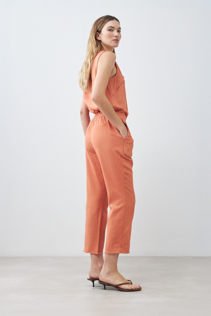 L167GPC1 PANTALON DE LINO CON EFECTO DESFLECADO