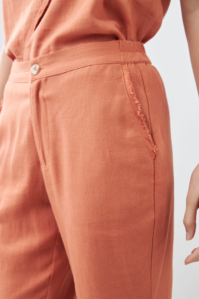 L167GPC1 PANTALON DE LINO CON EFECTO DESFLECADO