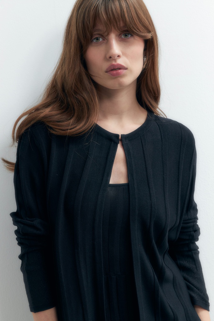 L155GKC4 CHAQUETA TEJIDA CON DETALLE LUREX