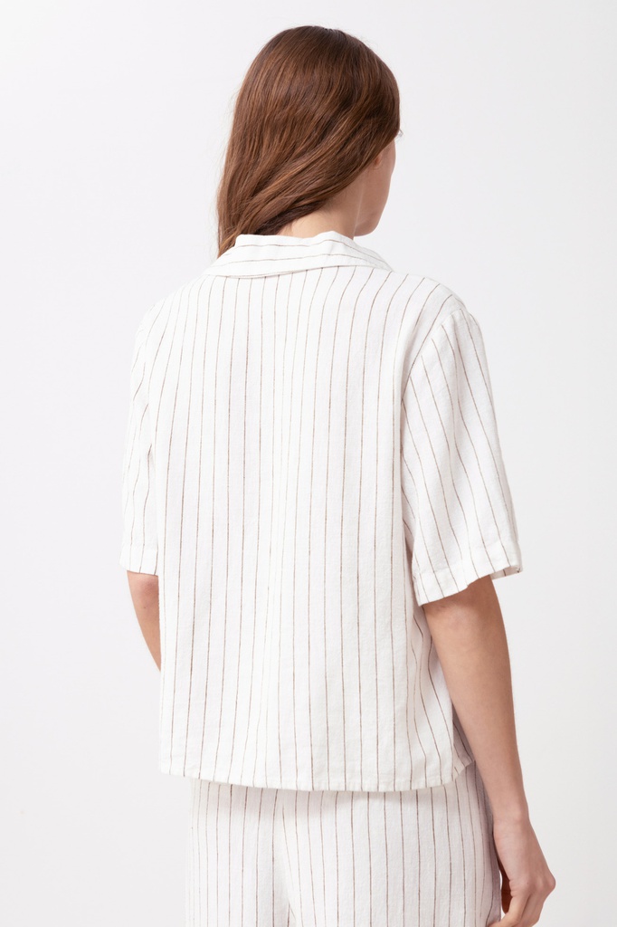 L168GBH4 BLUSA DE LINO RAYADA