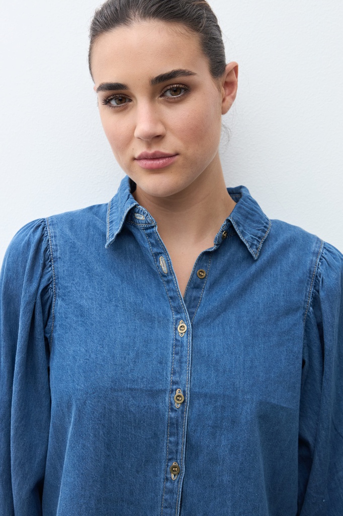 L170GBL14 CAMISA DE JEAN MANGAS ABULLONADAS