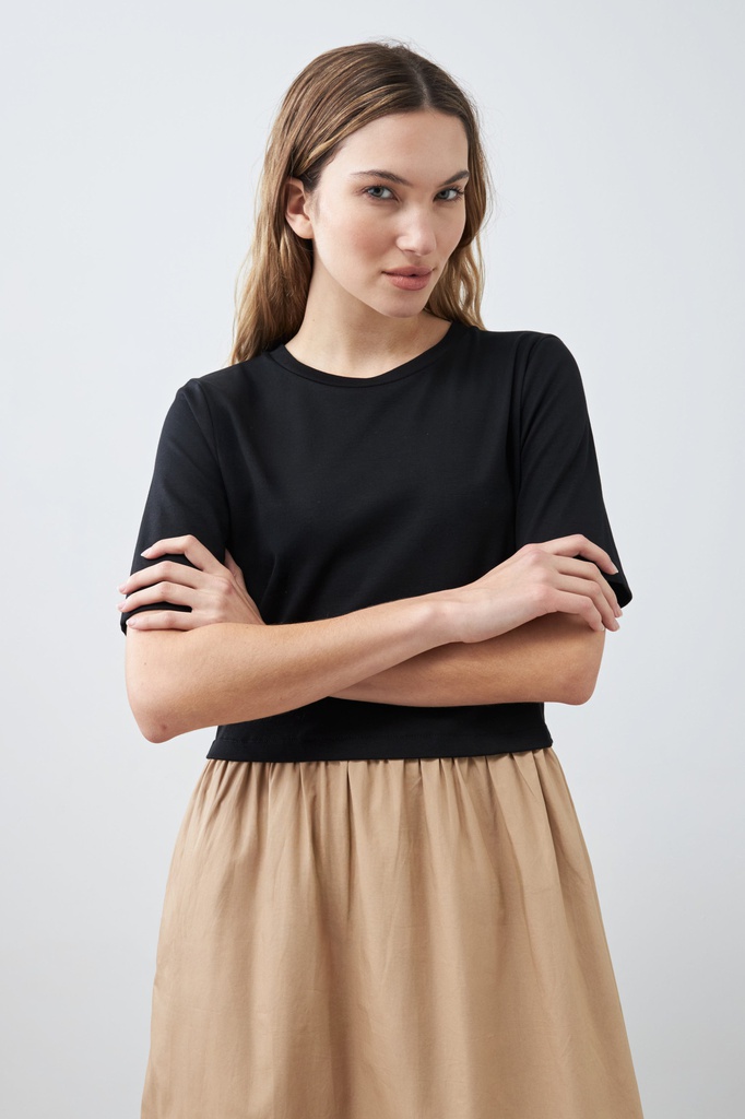 L167GDX1 VESTIDO BICOLOR MANGA CORTA