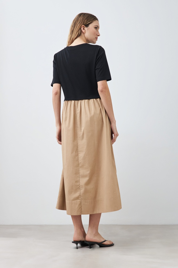 L167GDX1 VESTIDO BICOLOR MANGA CORTA