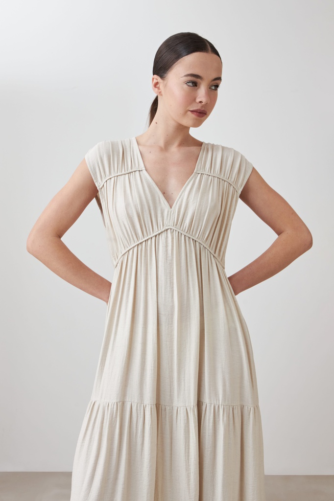 L167GDX4 MAXI VESTIDO CON FRUNCES