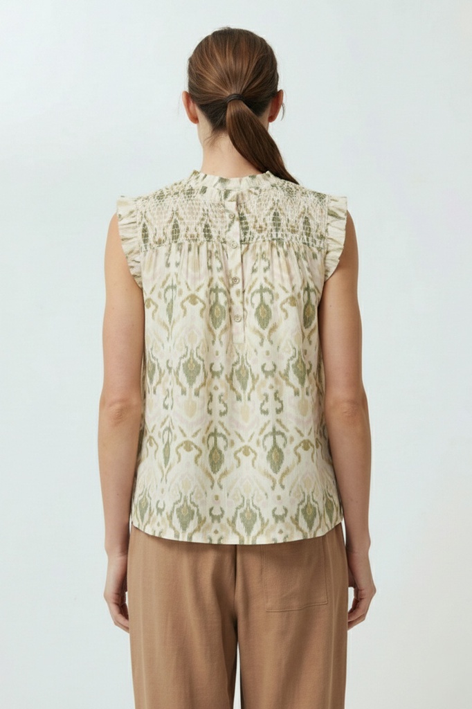 L168GBS7 BLUSA ESTAMPADA PUNTO SMOCK
