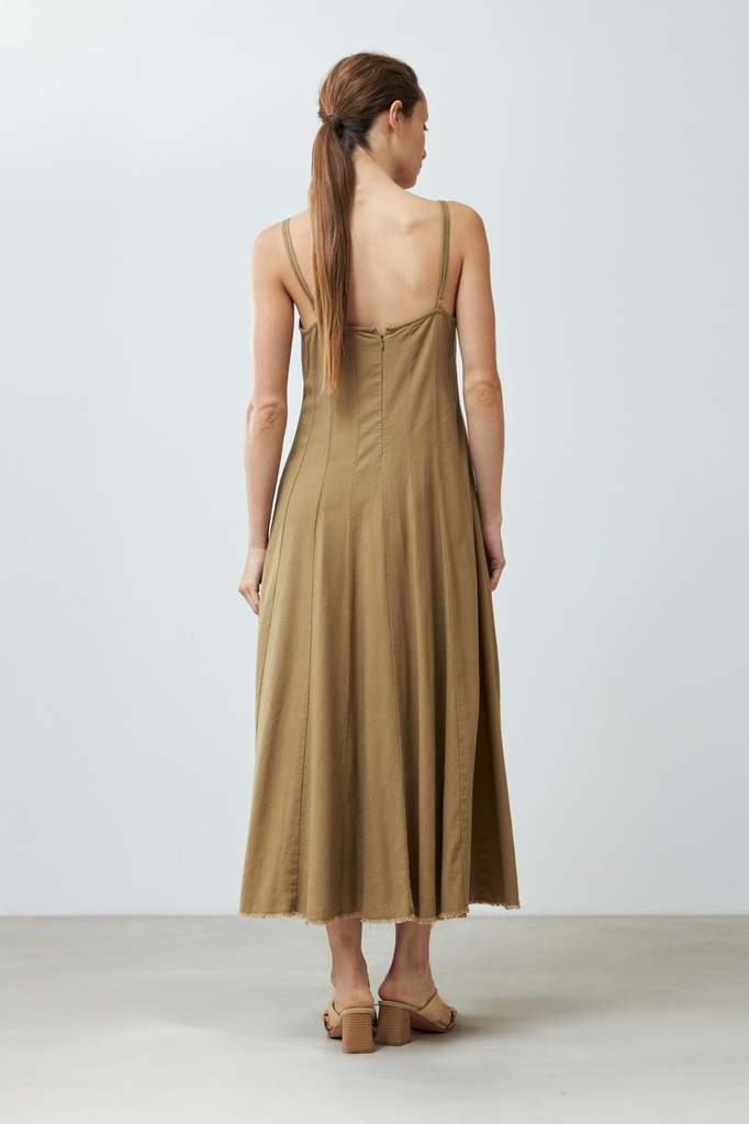 L168GDX1 VESTIDO DE LINO BRETEL FINO CON CORTES