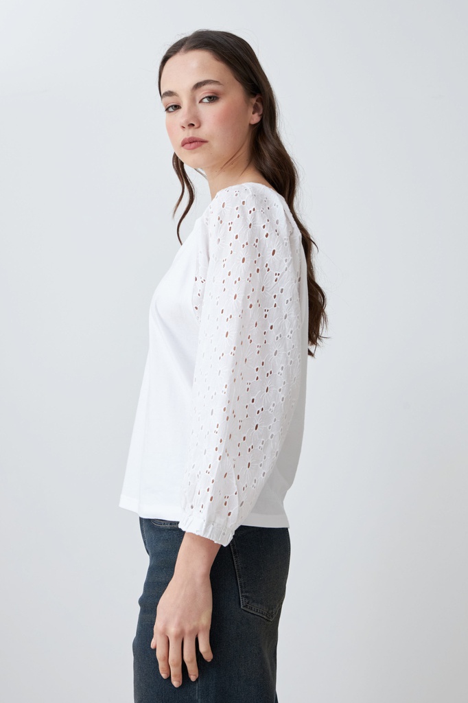L167GTT1 REMERA CON MANGAS DE BRODERIE