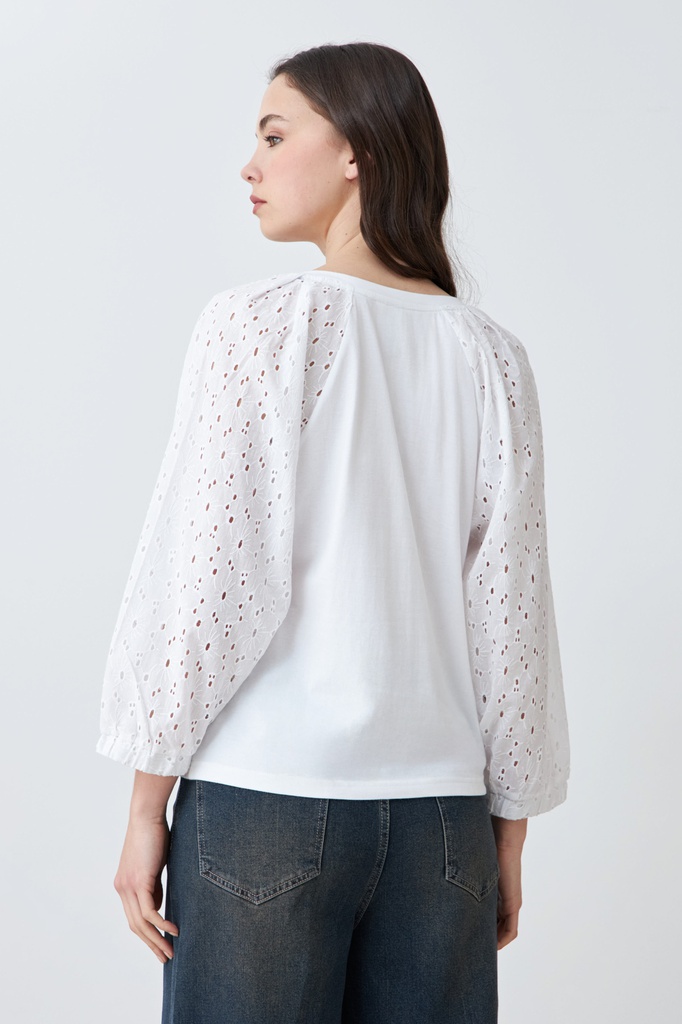 L167GTT1 REMERA CON MANGAS DE BRODERIE