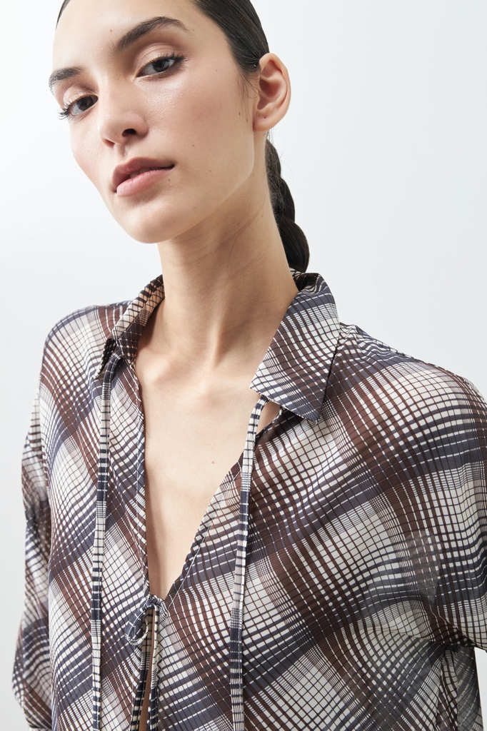 L165GBL9 CAMISA ESCOCESA CON LAZOS