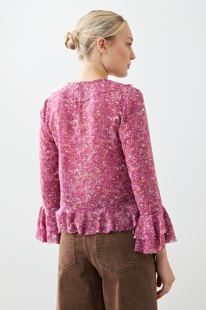 L165GBT2 BLUSA ESTAMPADA CON VOLADOS