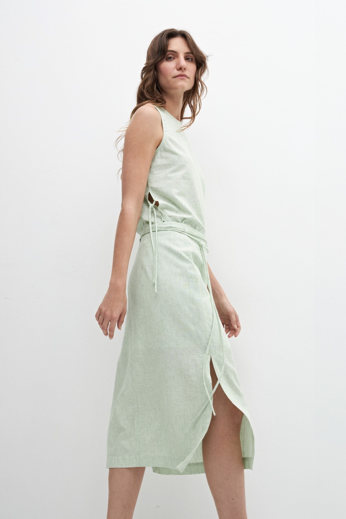 L158GBS4 BLUSA DE LINO LAZOS LATERALES