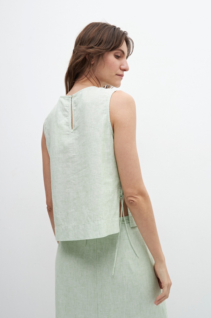 L158GBS4 BLUSA DE LINO LAZOS LATERALES