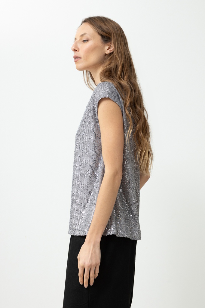 L165GBH6 BLUSA LENTEJUELAS ESCOTE V