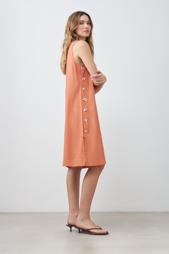 L167GDM13 VESTIDO DE LINO CON BOTONES