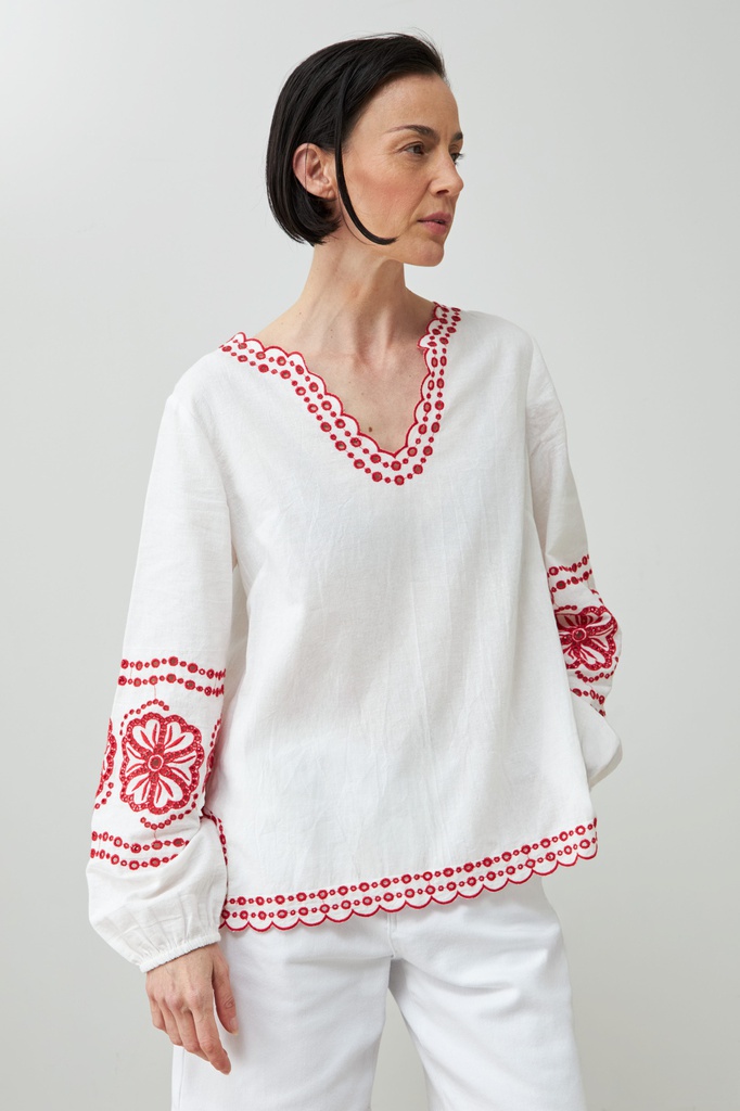 L168GBL7 BLUSA BORDADA MANGA LARGA
