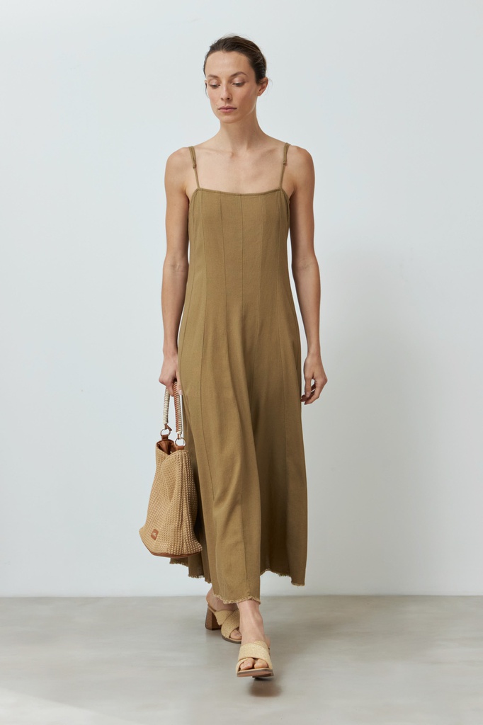 L168GDX1 VESTIDO DE LINO BRETEL FINO CON CORTES