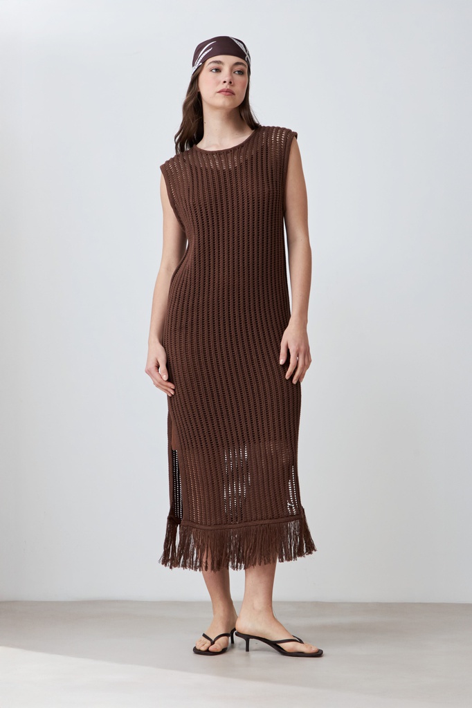 L168GKD1 VESTIDO CALADO CON FLECOS