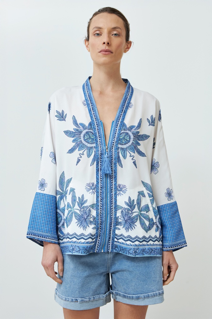 L168GOK1 KIMONO ESTAMPADO CON CIERRE