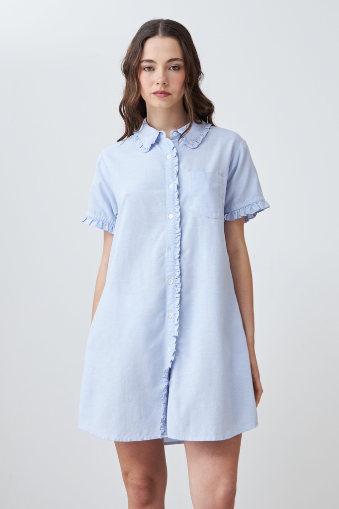 L167GDM5 VESTIDO CAMISERO CON VOLADOS