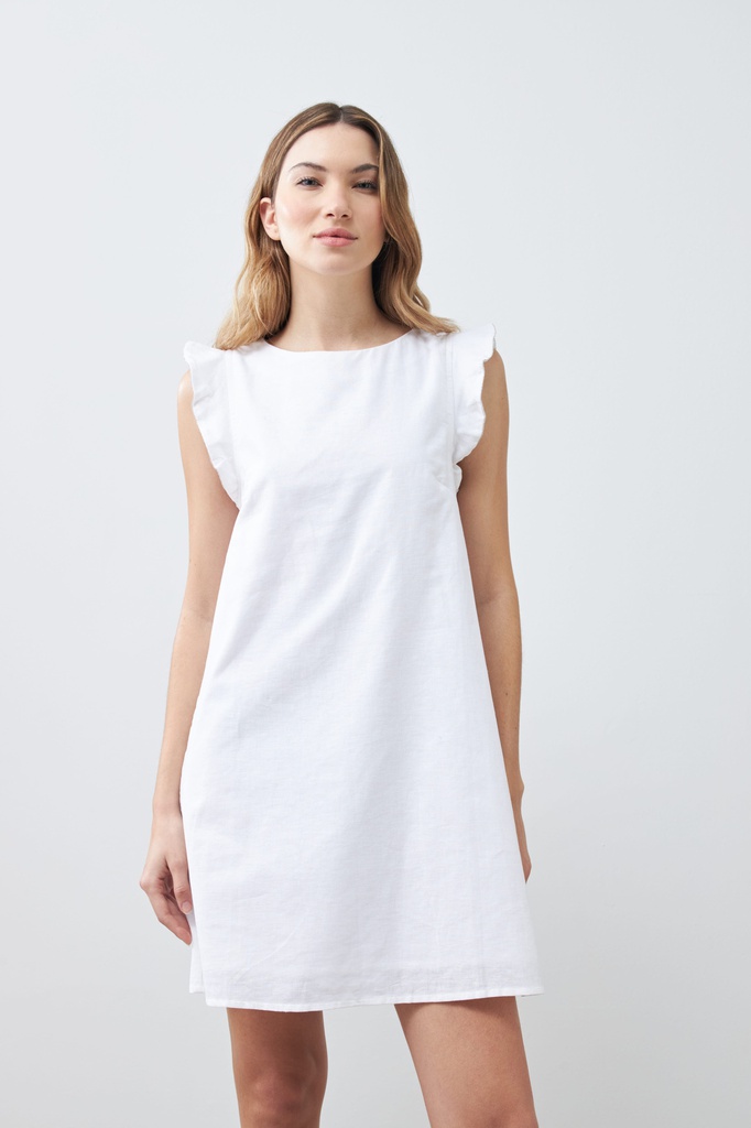 L167GDM8 VESTIDO DE LINO CON VIVO METALICO