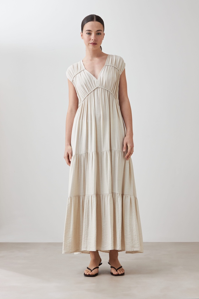 L167GDX4 MAXI VESTIDO CON FRUNCES