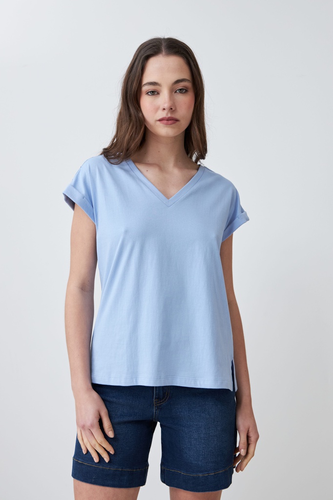L167GTH12 REMERA CON BORDADO EN HOMBROS