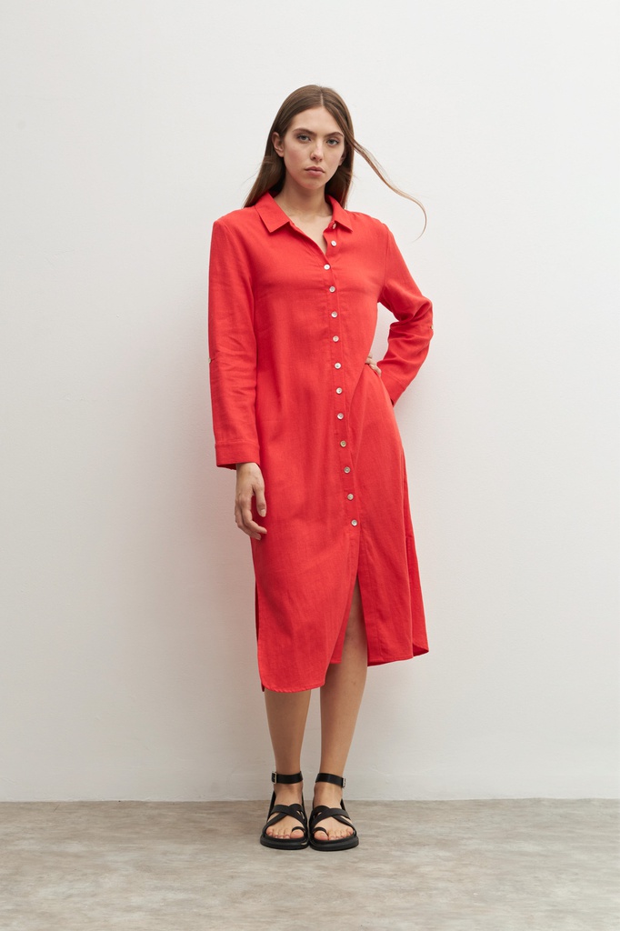L158GDX18 VESTIDO DE LINO CAMISERO
