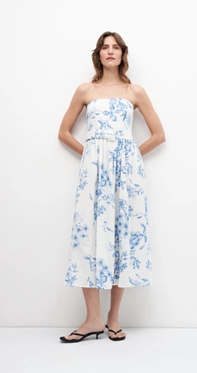 L158GDX9 VESTIDO STRAPLESS CON ESTAMPA FLORAL