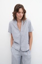L158GBH1 BLUSA DE LINO CON VOLADOS
