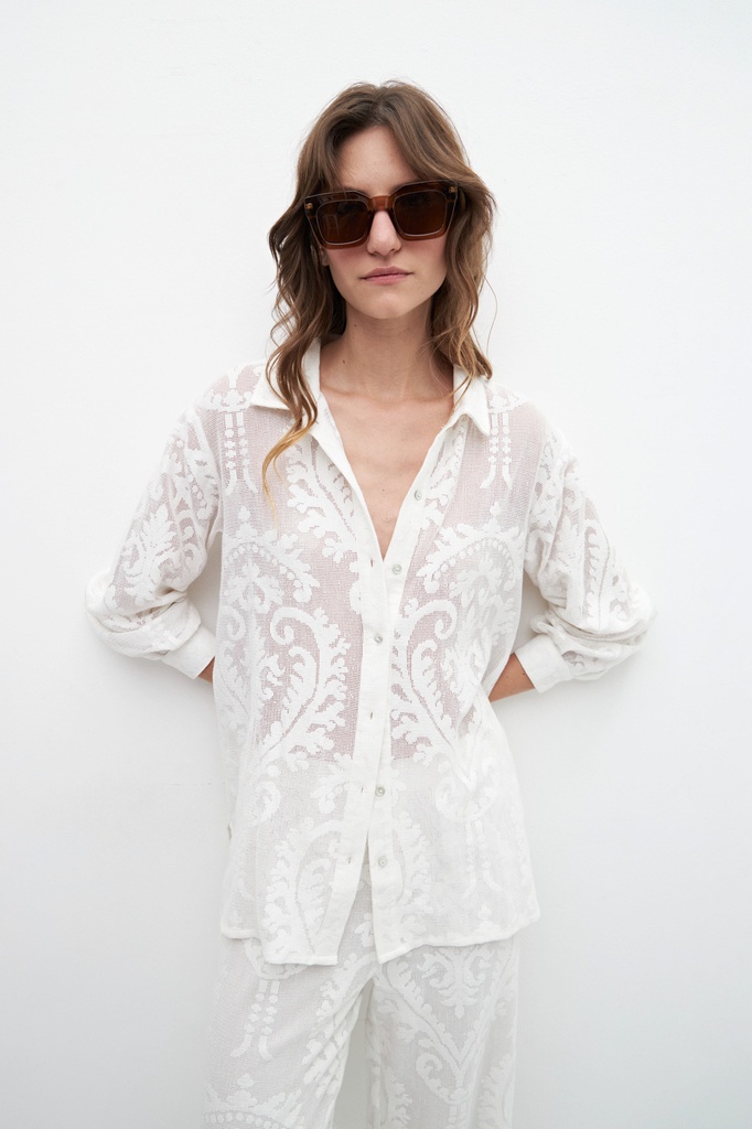 L158GBL2 CAMISA REJILLA FLORAL