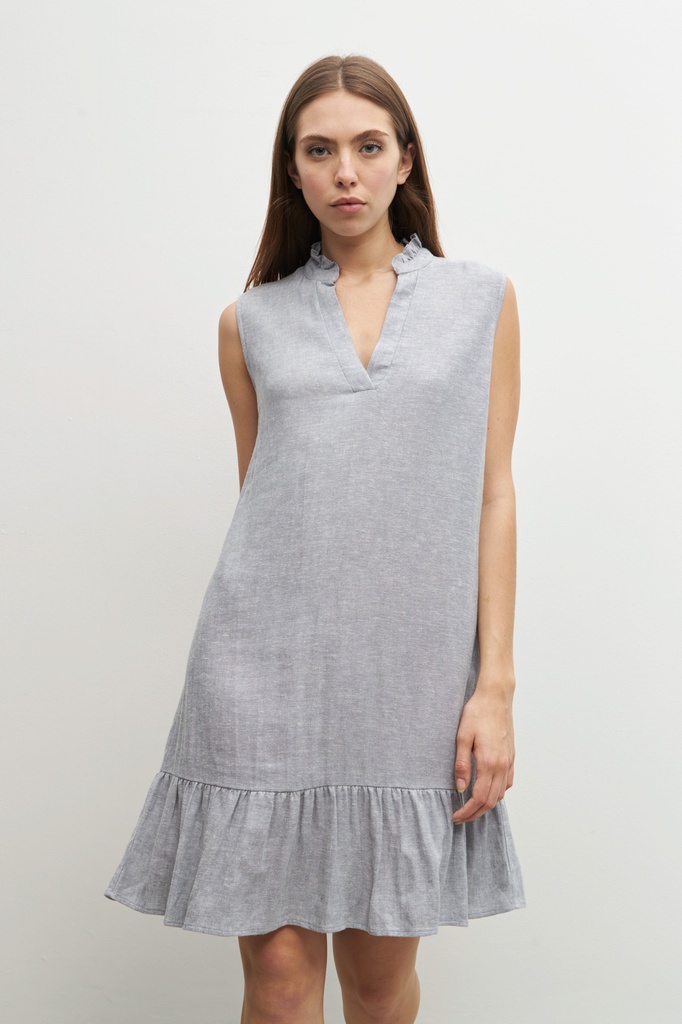 L158GDS4 VESTIDO DE LINO CON VOLADO