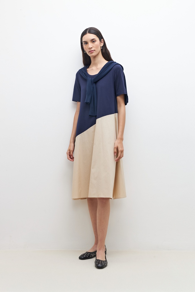 L159GDX2 VESTIDO COLOR BLOCK MANGA CORTA