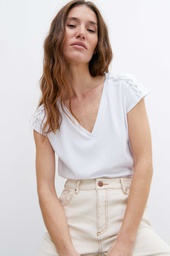 L145GTH4 REMERA ESCOTE V CON TRENZADO EN HOMBROS