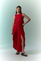 L148GPP2 PANTALON DE LINO CON TAJOS