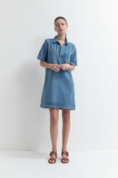 L155GDM6 VESTIDO DENIM CUELLO POLO